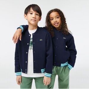 New w Tag: Lacoste Contrast Sleeve Fleece Bomber Jacket. Size 10